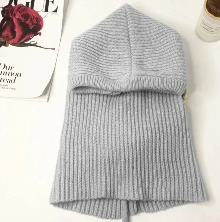 Short style Women Knitted Balaclava Fashion Fake Collar Shawl Hooded Hat Thick Warm Beanines Winter Hat official website