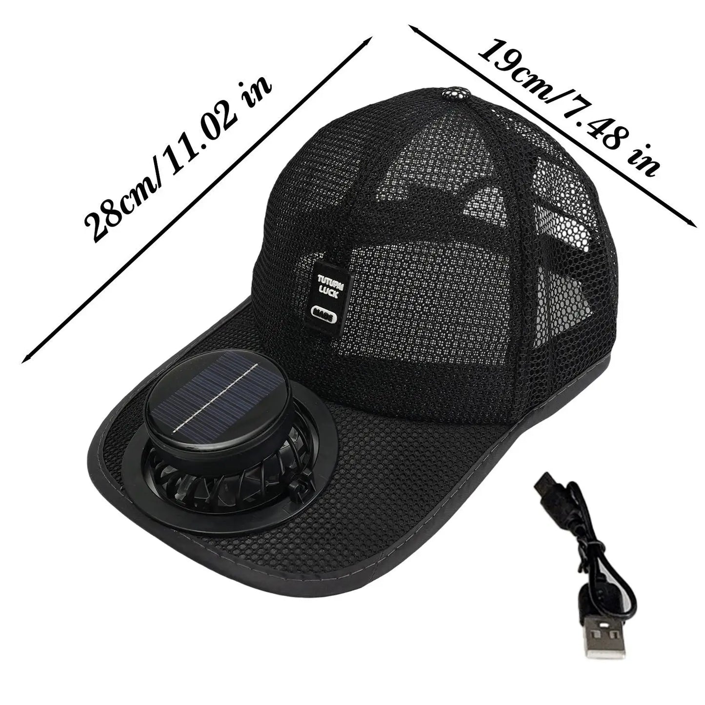Solar Powered Cap with Fan Summer Breathable Mesh Sun Protection Outdoor Baseball Hat for Men USB Rechargeable Cooling Headwear