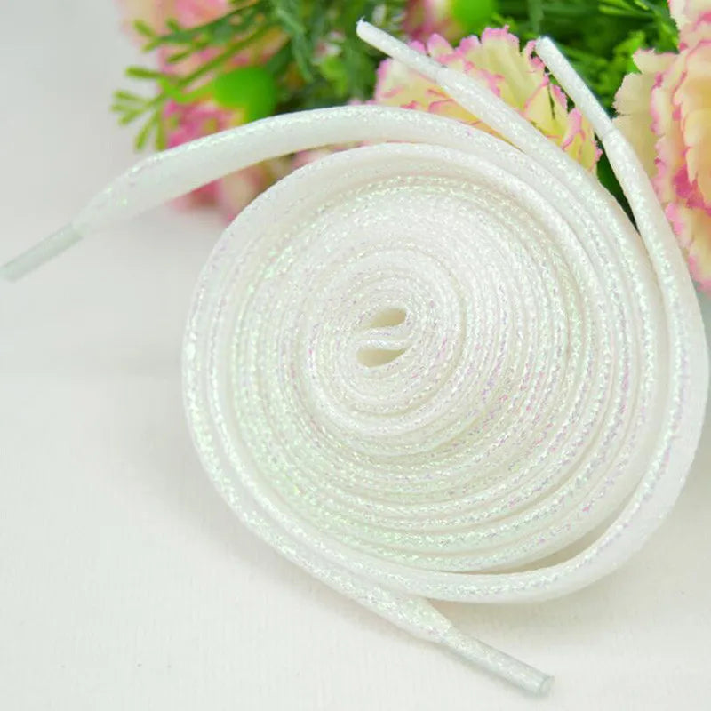 1 Pair Shiny Gold Silver Thread Shoelaces Glitter Flat Shoelaces Sparkly Bootlaces Colors Shimmering 110cm Shoe Laces Colored