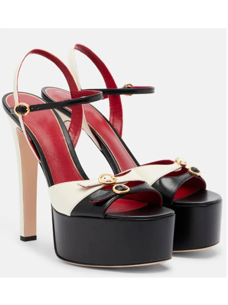 Ladies' Summer New Thick Soled Slim High-heeled Sandals, Fashionable Wedding and Runway Styles, Plus Size High-heeled Sandals
