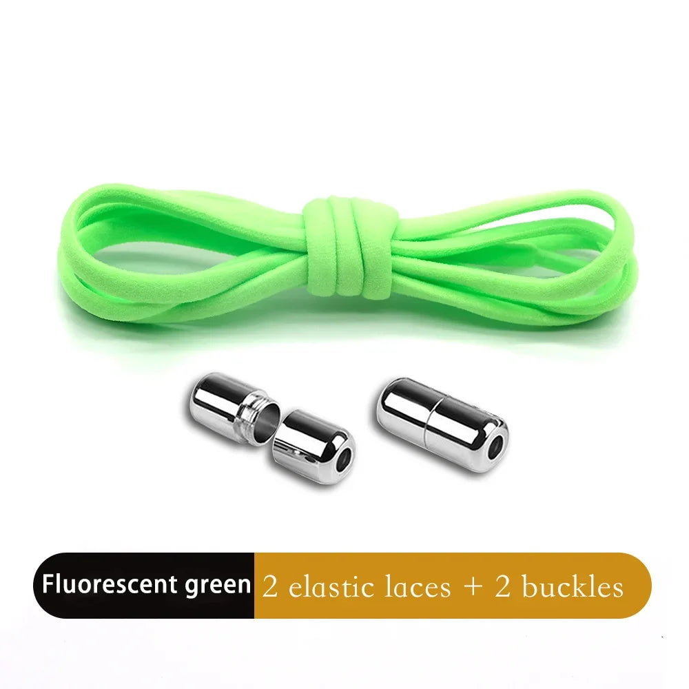 Leisure Sneakers Laces No Tie Shoelaces Elastic Quick Flat Shoelace Kids and Adult Lazy Laces Metal Lock Semicircle Shoelaces