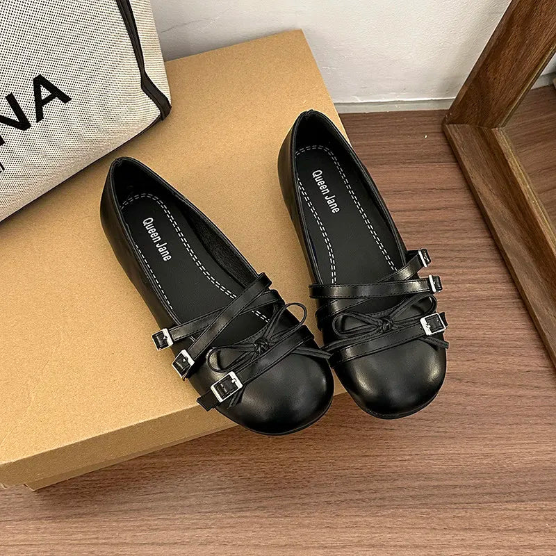 Silver Women Ballet Flats Comfortable Round Toe Shallow Shoes 2026 New Spring Autumn Vintage Ladies Dress Mary Jane Shoes