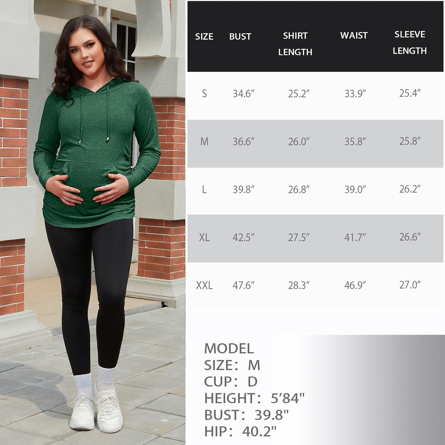 Maternity Hoodie Long Sleeves Shirts Casual Maternity Top Pregnancy Sweatshirt Casual Clothes - Miki Guru Store US