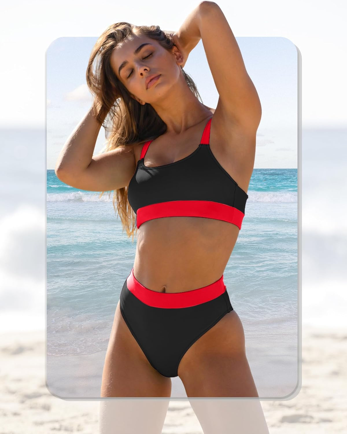 Women High Waisted Bikini Sets Two Piece Sporty Swimsuit Modest