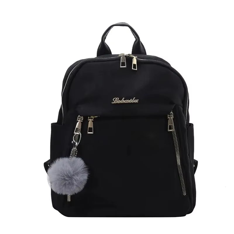 Simple Large Capacity Unisex Black Travel Backpack - Harajuku & High Street Style Student Backpack
