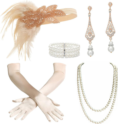 6 Pieces 1920S Flapper Headband Gatsby Accessories Set for Women