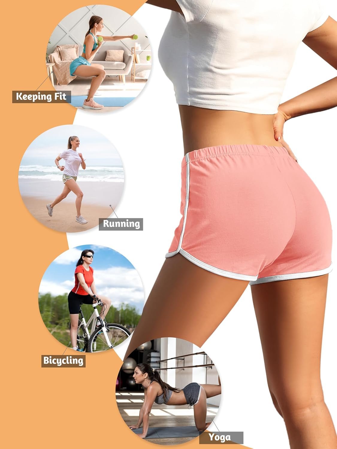 4 Pack Yoga Short Pants Cotton Sports Shorts Gym Dance Lounge Shorts Dolphin Running Athletic Shorts for Women - Miki Guru Store US