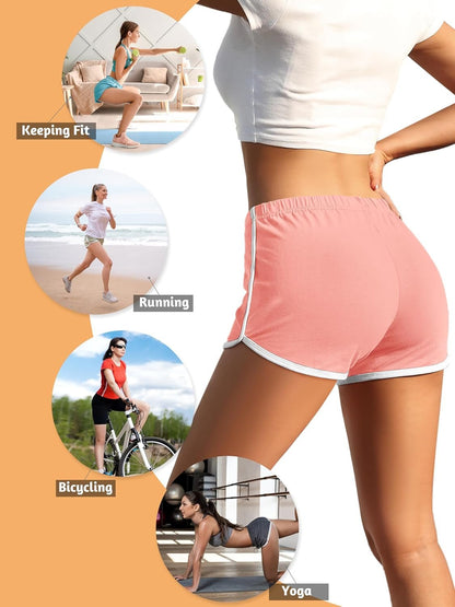 4 Pack Yoga Short Pants Cotton Sports Shorts Gym Dance Lounge Shorts Dolphin Running Athletic Shorts for Women - Miki Guru Store US