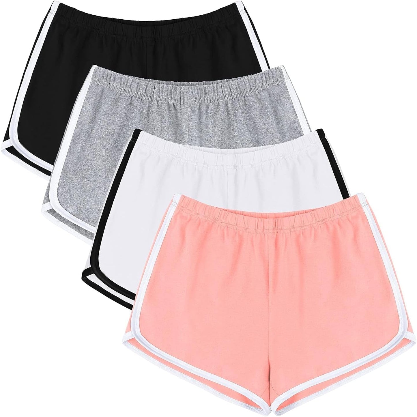 4 Pack Yoga Short Pants Cotton Sports Shorts Gym Dance Lounge Shorts Dolphin Running Athletic Shorts for Women - Miki Guru Store US