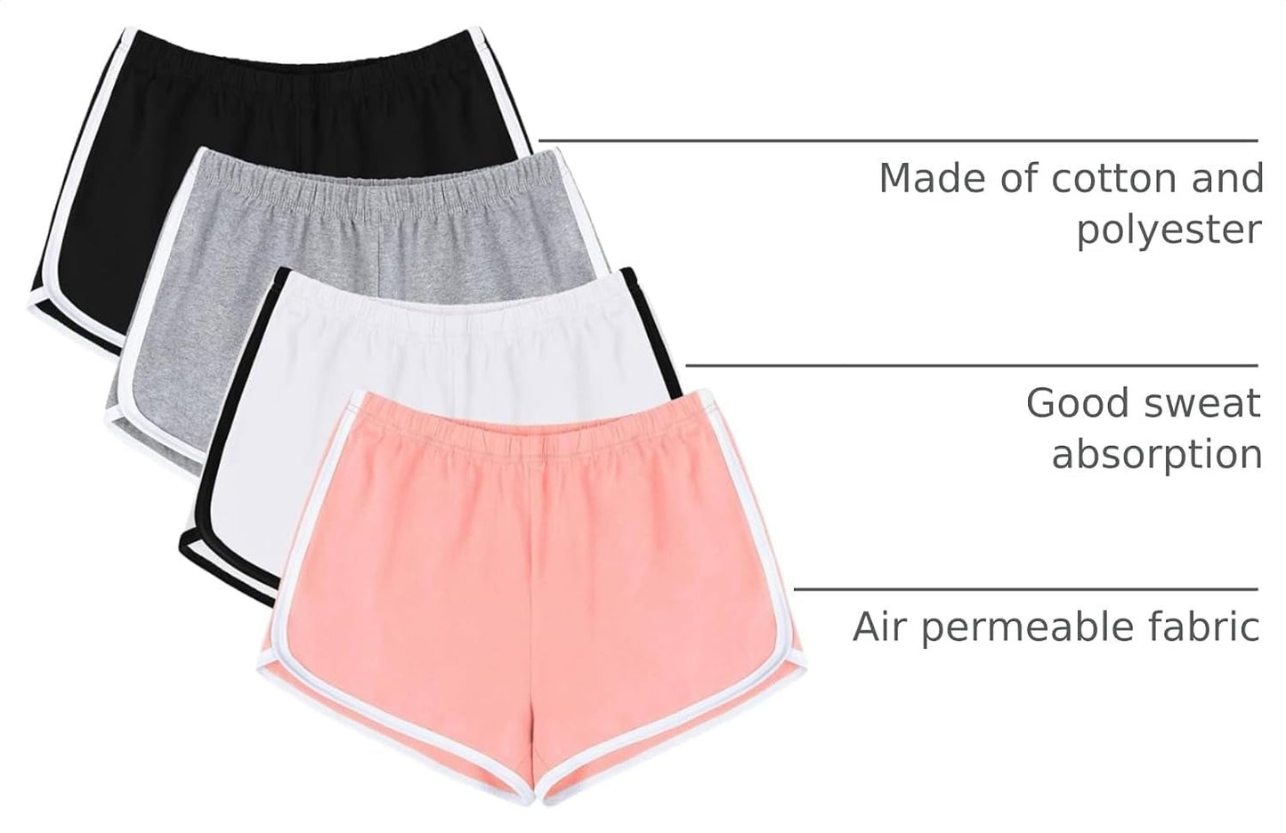 4 Pack Yoga Short Pants Cotton Sports Shorts Gym Dance Lounge Shorts Dolphin Running Athletic Shorts for Women - Miki Guru Store US