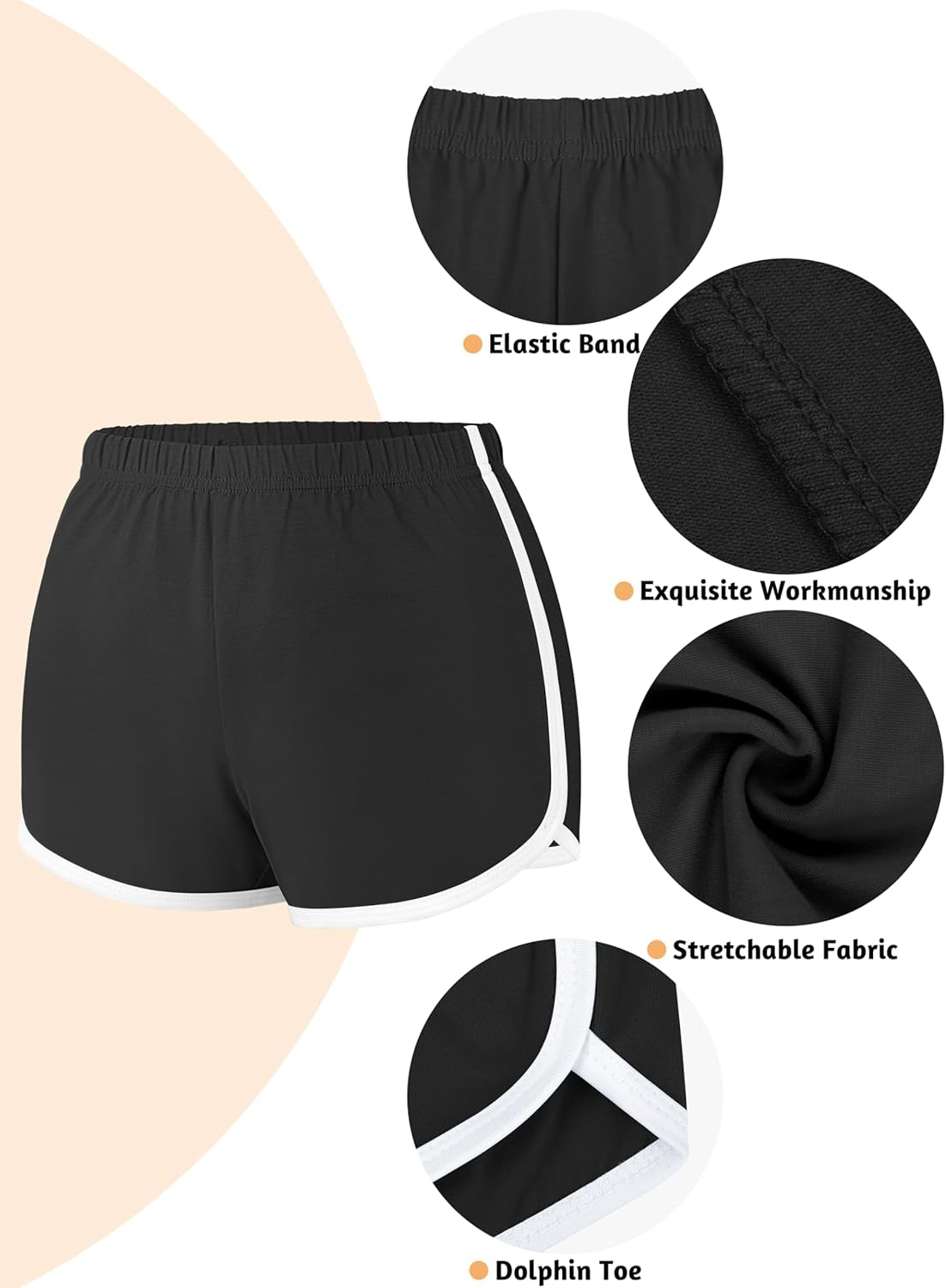 4 Pack Yoga Short Pants Cotton Sports Shorts Gym Dance Lounge Shorts Dolphin Running Athletic Shorts for Women - Miki Guru Store US