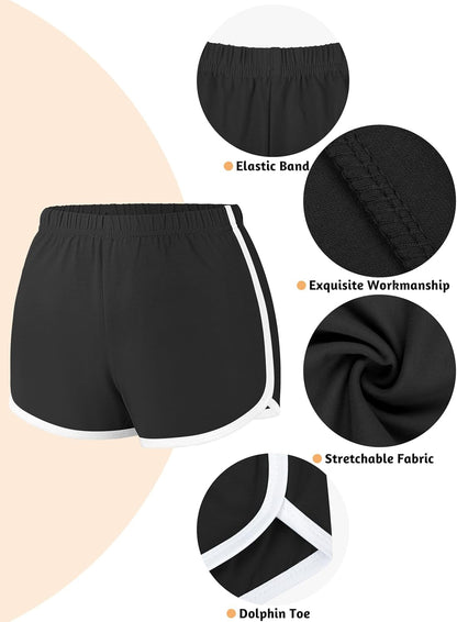 4 Pack Yoga Short Pants Cotton Sports Shorts Gym Dance Lounge Shorts Dolphin Running Athletic Shorts for Women - Miki Guru Store US