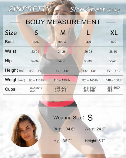Women High Waisted Bikini Sets Two Piece Sporty Swimsuit Modest