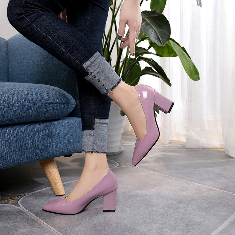 Autumn Shoes Woman Pumps Low Thick Heels Comfortable Women Work Shoes Flock Round Toe Casual Ladies Shoe sapato feminino WSH3183