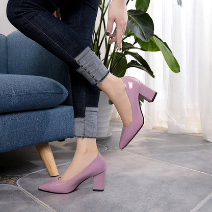 Autumn Shoes Woman Pumps Low Thick Heels Comfortable Women Work Shoes Flock Round Toe Casual Ladies Shoe sapato feminino WSH3183