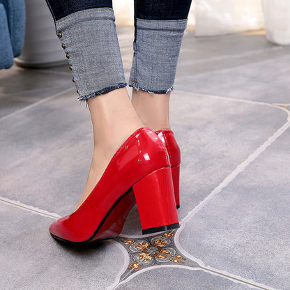 Autumn Shoes Woman Pumps Low Thick Heels Comfortable Women Work Shoes Flock Round Toe Casual Ladies Shoe sapato feminino WSH3183