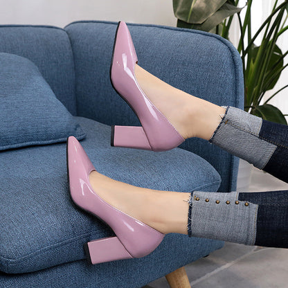 Autumn Shoes Woman Pumps Low Thick Heels Comfortable Women Work Shoes Flock Round Toe Casual Ladies Shoe sapato feminino WSH3183
