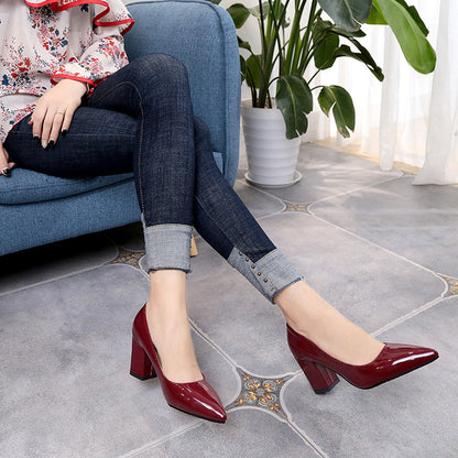 Autumn Shoes Woman Pumps Low Thick Heels Comfortable Women Work Shoes Flock Round Toe Casual Ladies Shoe sapato feminino WSH3183