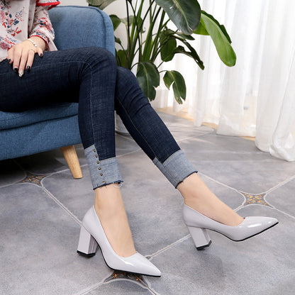 Autumn Shoes Woman Pumps Low Thick Heels Comfortable Women Work Shoes Flock Round Toe Casual Ladies Shoe sapato feminino WSH3183