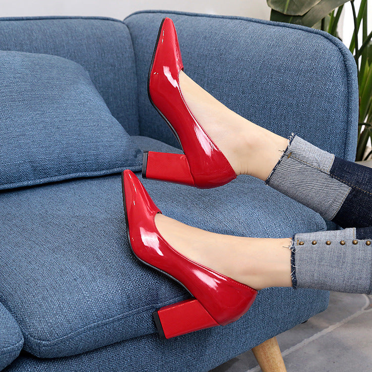 Autumn Shoes Woman Pumps Low Thick Heels Comfortable Women Work Shoes Flock Round Toe Casual Ladies Shoe sapato feminino WSH3183