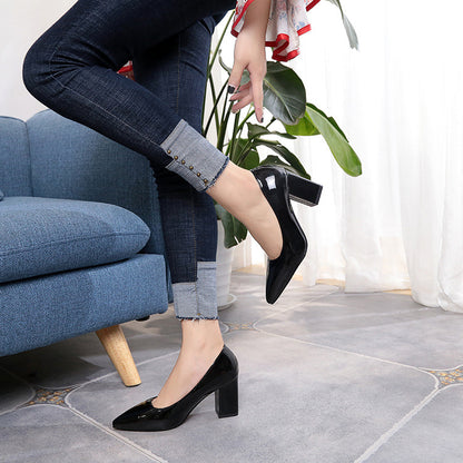 Autumn Shoes Woman Pumps Low Thick Heels Comfortable Women Work Shoes Flock Round Toe Casual Ladies Shoe sapato feminino WSH3183