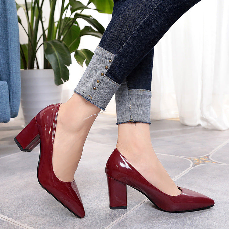 Autumn Shoes Woman Pumps Low Thick Heels Comfortable Women Work Shoes Flock Round Toe Casual Ladies Shoe sapato feminino WSH3183