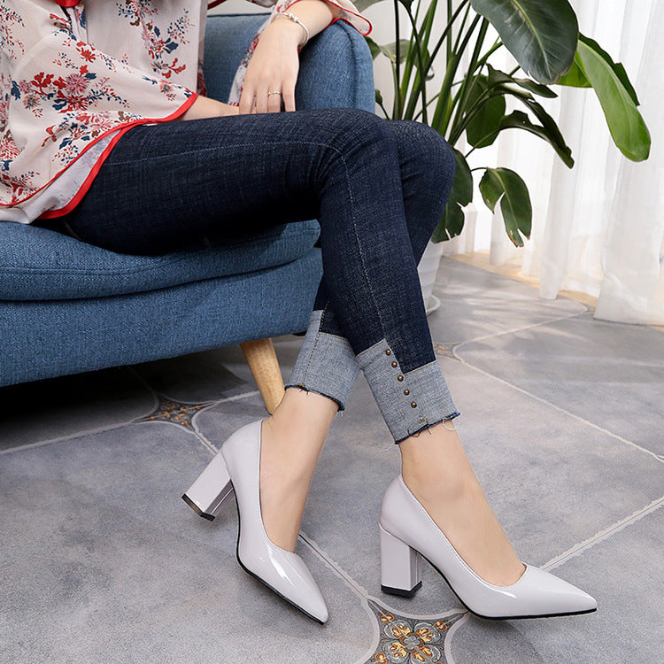 Autumn Shoes Woman Pumps Low Thick Heels Comfortable Women Work Shoes Flock Round Toe Casual Ladies Shoe sapato feminino WSH3183