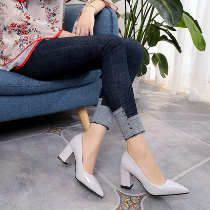 Autumn Shoes Woman Pumps Low Thick Heels Comfortable Women Work Shoes Flock Round Toe Casual Ladies Shoe sapato feminino WSH3183