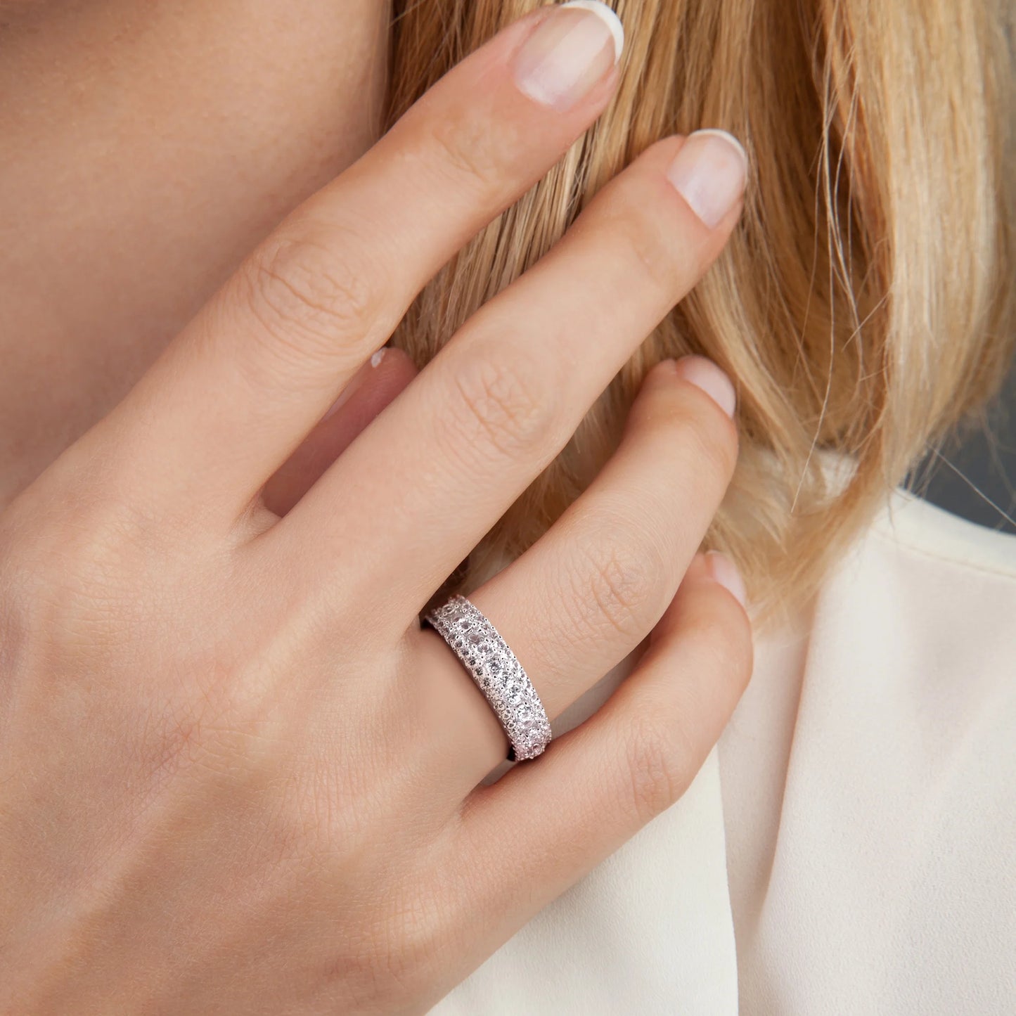 Women'S 1-1/3 CT TGW Created White Sapphire Sterling Silver Ring