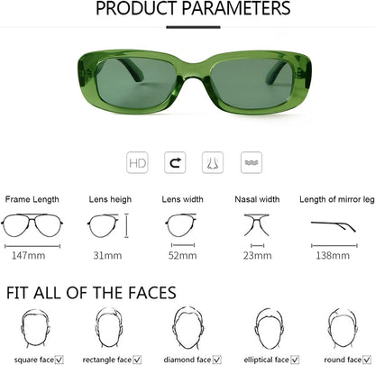 Rectangle Sunglasses for Women Men Retro 90S Trendy Narrow Rectangular Sun Glasses Fashion Y2K Unisex Stylish