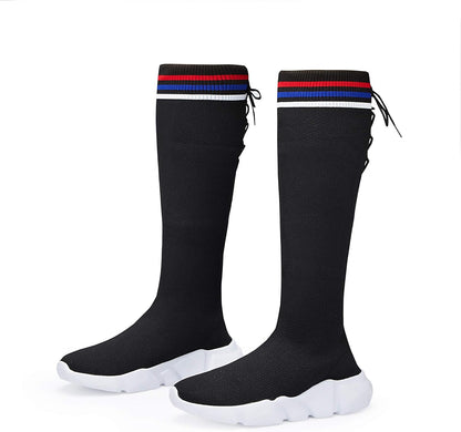 Womens Knee High Boots High Top Shoes for Girls Comfortable Slip-On Sock Sneakers