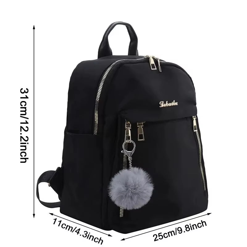Simple Large Capacity Unisex Black Travel Backpack - Harajuku & High Street Style Student Backpack