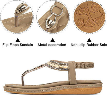 Flat Sandals for Women Dressy: Comfortable Thong Slip on Sandal