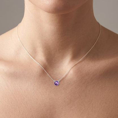 925 Sterling Silver Birthstone Cat Necklace for Women, Cat Lover Jewelry Hypoallergenic Silver Choker Pendant Birthday Anniversary Christmas Valentines Gift for Wife Girlfriend - Miki Guru Store US