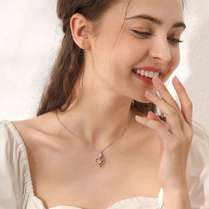 925 Sterling Silver Birthstone Necklace Rose Flower Heart Pendant Jewelry Christmas Valentines Mother'S Day Gifts for Women Mom Wife/Lover - Miki Guru Store US