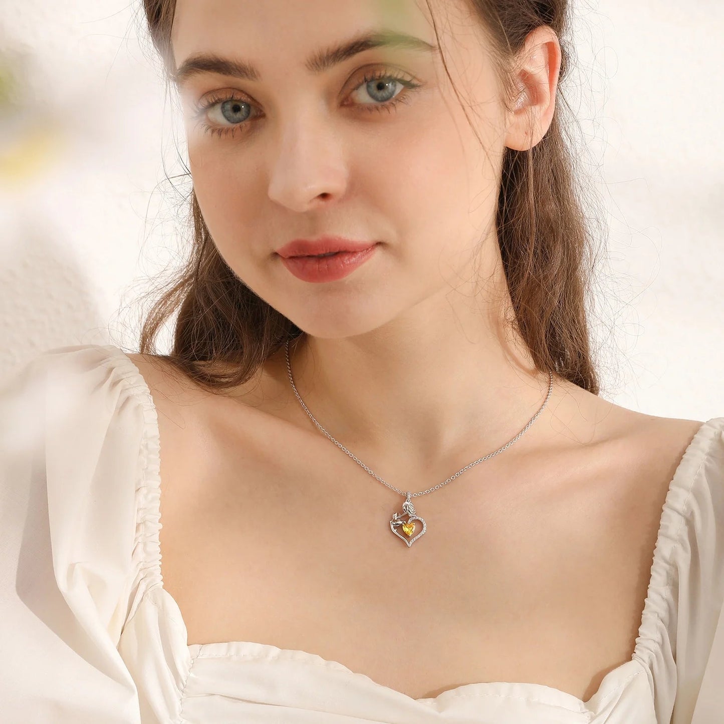 925 Sterling Silver Birthstone Necklace Rose Flower Heart Pendant Jewelry Christmas Valentines Mother'S Day Gifts for Women Mom Wife/Lover - Miki Guru Store US