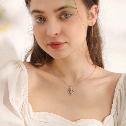 925 Sterling Silver Birthstone Necklace Rose Flower Heart Pendant Jewelry Christmas Valentines Mother'S Day Gifts for Women Mom Wife/Lover - Miki Guru Store US