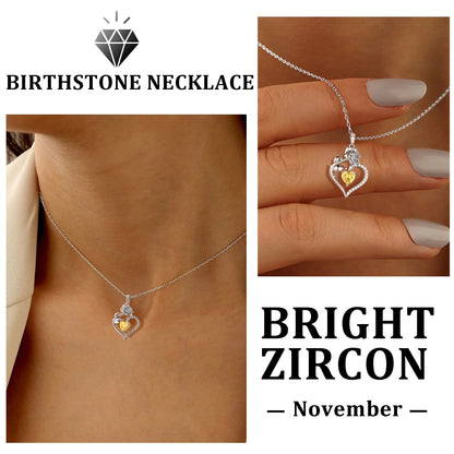 925 Sterling Silver Birthstone Necklace Rose Flower Heart Pendant Jewelry Christmas Valentines Mother'S Day Gifts for Women Mom Wife/Lover - Miki Guru Store US