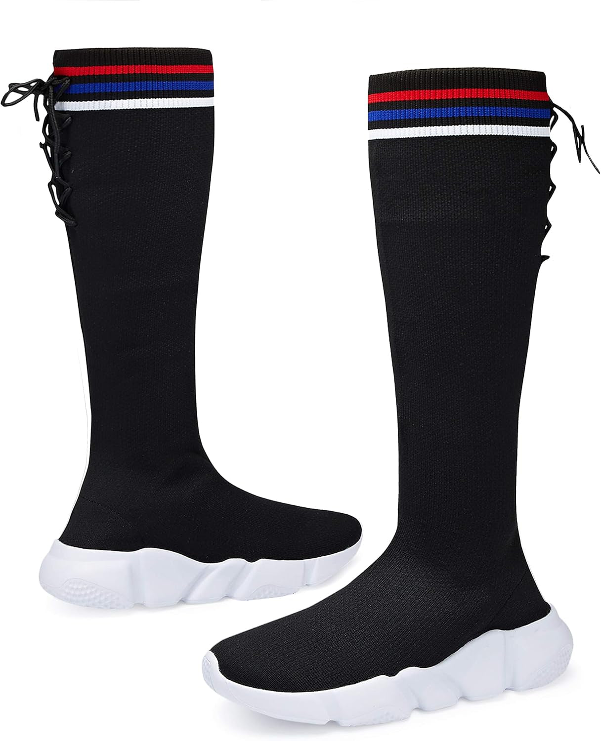 Womens Knee High Boots High Top Shoes for Girls Comfortable Slip-On Sock Sneakers