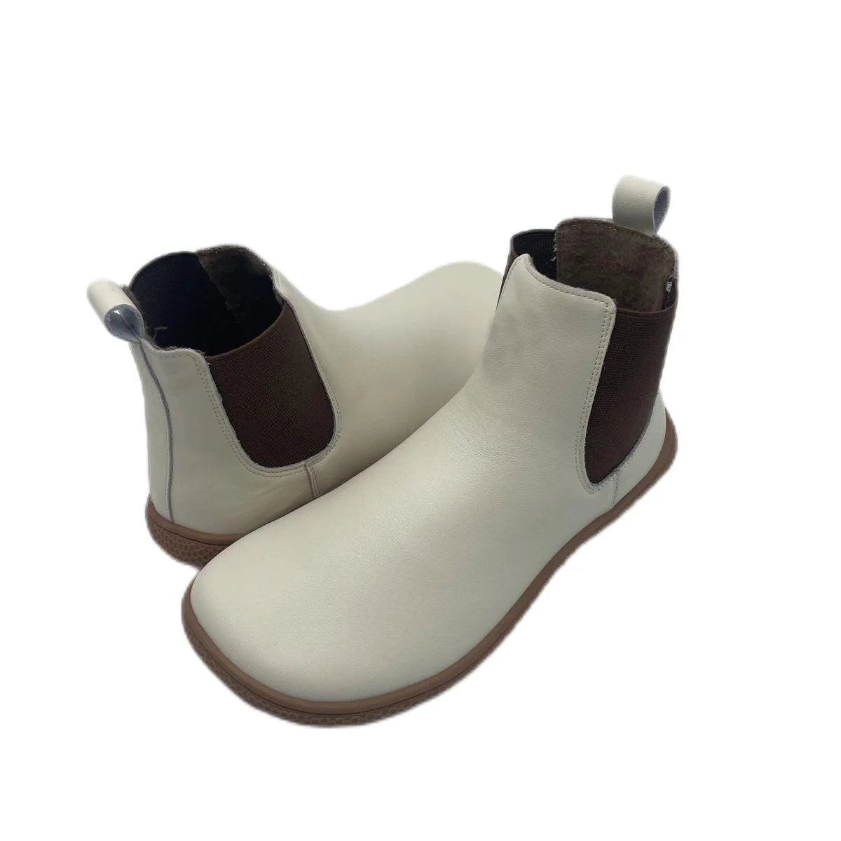 Tipsietoes Chelsea Barefoot Autumn Genuine Cow Leather Boots With Wool Linning Inside For Women Wider Toes Box Light Weight