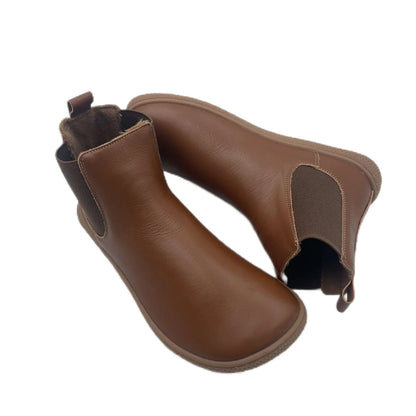 Tipsietoes Chelsea Barefoot Autumn Genuine Cow Leather Boots With Wool Linning Inside For Women Wider Toes Box Light Weight