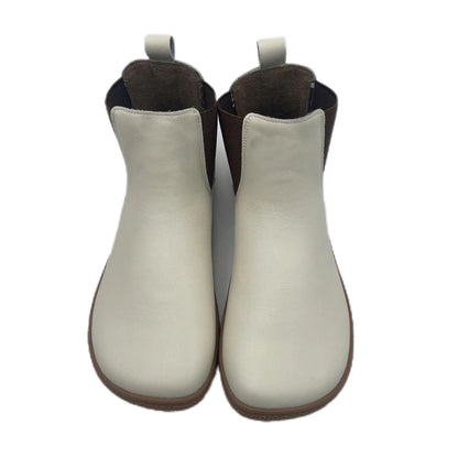 Tipsietoes Chelsea Barefoot Autumn Genuine Cow Leather Boots With Wool Linning Inside For Women Wider Toes Box Light Weight