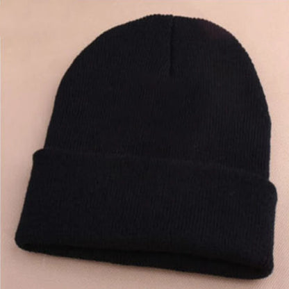 HOT SALES!!! Fashion Men's Women's Beanie Knit Ski Cap Hip-Hop Winter Warm Woolen Yarn Solid Color Hat Black Autumn Spring