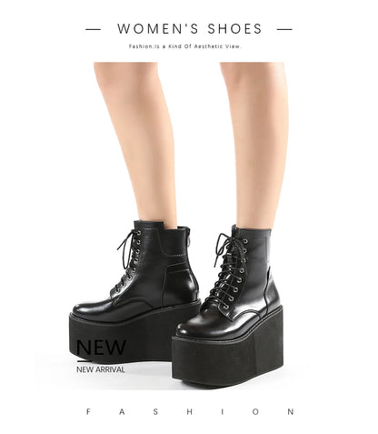 Gdgydh Big Size 43 Platform High Heels Cosplay Fashionable Autumn Ankle Boots Platform Women Wedges Heels Model Catwalk Shoes