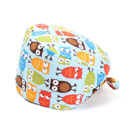1PC Cotton Scrub Cap Adjustable Elastic Printing Hat Bouffant Head Cover Kitchen Hat With Sweatband Hair Accessories for Unisex
