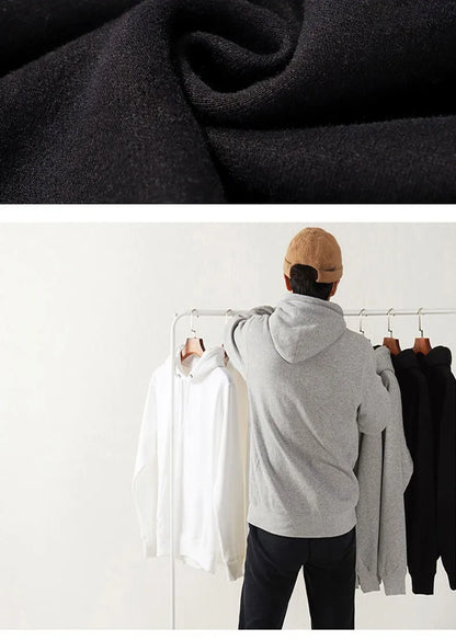 Solid Color Men Hoodies Fleece Warm Mens Sweatshirt Fashion Streetwear Casual Men's Loose Breathable Pullovers Brand Hoody