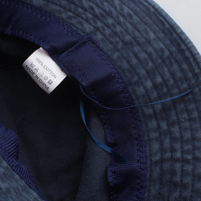 Washed Denim Bucket Hat Kids Wide Brim Cotton Fisherman Hat Girls Boys Summer Panama Sun Hat Outdoor Beach Fishing Cap