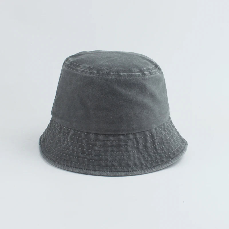 Washed Denim Bucket Hat Kids Wide Brim Cotton Fisherman Hat Girls Boys Summer Panama Sun Hat Outdoor Beach Fishing Cap