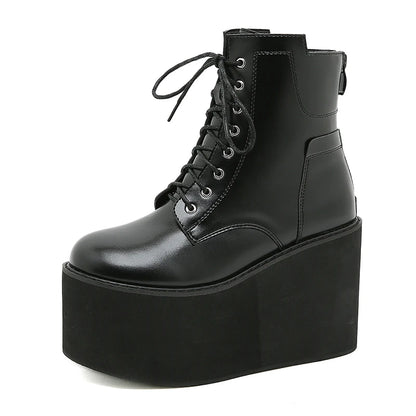 Gdgydh Big Size 43 Platform High Heels Cosplay Fashionable Autumn Ankle Boots Platform Women Wedges Heels Model Catwalk Shoes