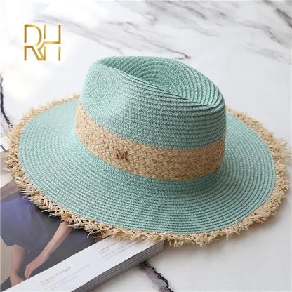 Summer Cowboy Cap Casual Sun Hats For Women Fashion Letter M Jazz Straw For Men Beach Straw Panama Hat Wholesale RH